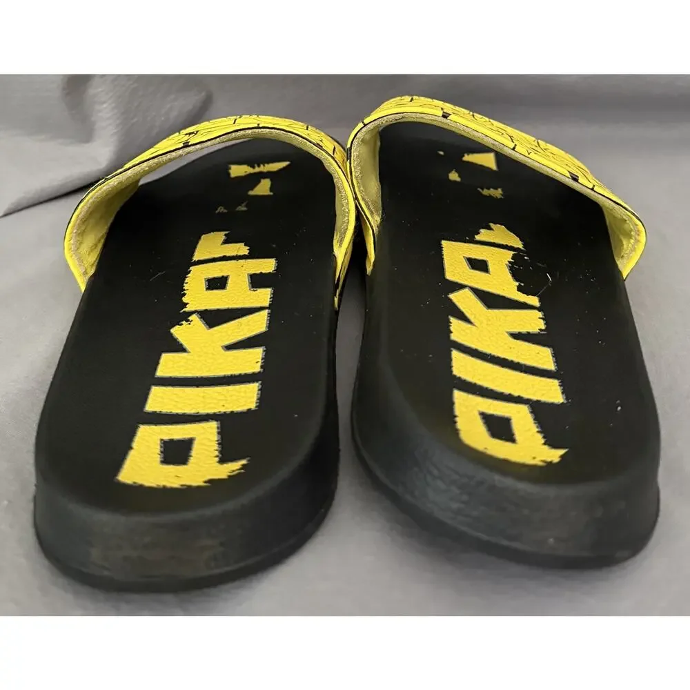 Men's Size 8 GroundUp Pokémon Soccer Sandals Pikachu Yellow Black Slip-On Slides